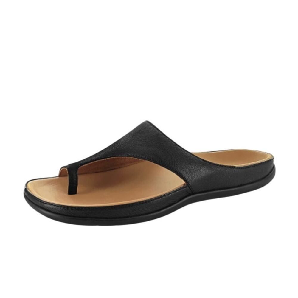 Strive Womens Capri II Thong Sandals US 6 EU 36 Black Leather NIB